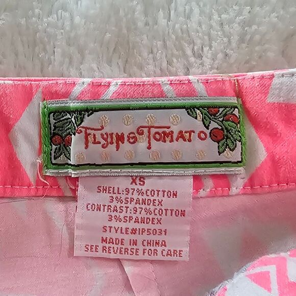 Aztec Patterned Pink and Blue Women's Shorts By Flying Tomato Size XS - Picture 3 of 4